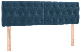 Cama box spring c/ colchão/LED 140x200 cm veludo azul-escuro