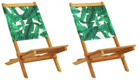 vidaXL Cadeiras de jardim 2 pcs acácia maciça/tecido padrão de folhas
