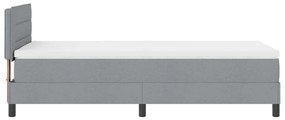 Cama Box com Colchão e Luz LED Cinza Claro 90x200 cm Tecido