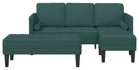 Conjunto de Sofá 2 peças com Almofadas Tecido Verde Escuro