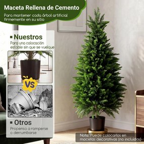 Conjunto de 2 árvores artificiais de cedro de 120 cm, cipreste perene realista em vaso de cimento, para interior, exterior, alpendre, entrada e sala V