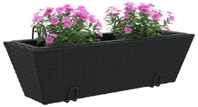 Canteiros com ganchos 2 pcs vime PE preto