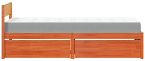 Cama com gavetas e colchão 90x200 cm pinho maciço castanho-mel
