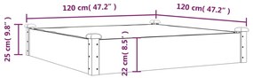 Canteiro elevado c/ forro 120x120x25 cm abeto maciço cinzento