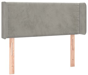 Cabeceira cama c/ luzes LED veludo 103x16x78/88 cm cinza-claro