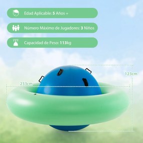 Baloiço insuflável em forma de cúpula para crianças com mais de 5 anos com 6 pegas incorporadas Baloiço insuflável em forma de cúpula 223 x 123 cm Azu
