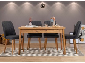 Conjunto Mesa e Cadeiras Costa – Pinho Atlântico e Antracite – Mesa: 1