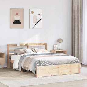 Estrutura de cama com cabeceira 140x200 cm pinho maciço