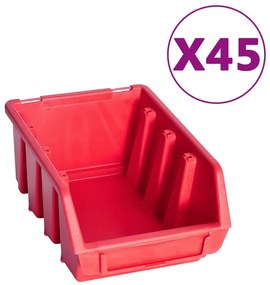 96 pcs Kit caixas arrumação com painéis parede vermelho e preto