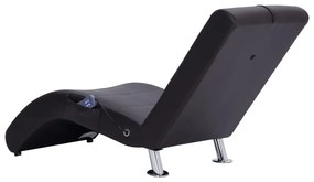 Chaise longue de massagem c/ almofada couro artificial castanho