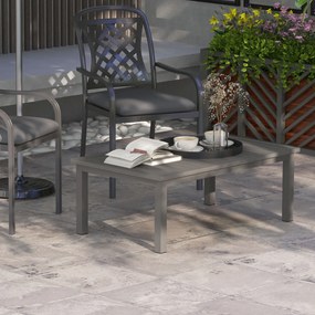 Mesa de centro retangular com tampo de ripas para interior/exterior em alumínio, 100 x 60 x 37 cm, castanho