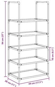 Sapateira 5 camadas 44x28x94 cm tecido não tecido preto
