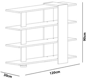 Estante Nur – Branco e Nogal – 120x90x30 cm