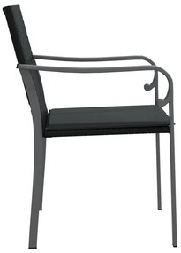Cadeiras jardim c/ almofadões 6pcs 56x59x84 cm vime PE preto