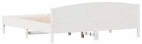 Cama sem colchão 200x200 cm madeira de pinho maciça branco