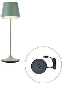 Candeeiro de Mesa Verde Incl. LED IP65 Recarregável com Estação de Carregamento - Bass