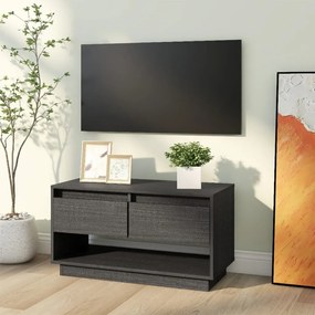 Móvel de TV 74x34x40 cm madeira de pinho maciça cinzento