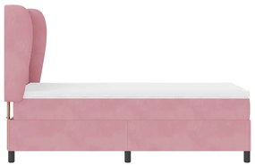Cama com Estrado e Colchão Rosa 90 x 190 cm em Veludo