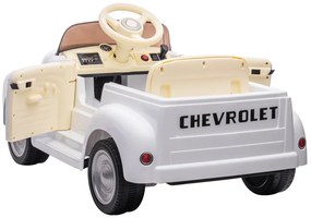 Carro elétrico bateria 12V para Crianças  Chevrolet 3100 Classic0, 12 volts, banco de couro, pneus de borracha EVA Branco