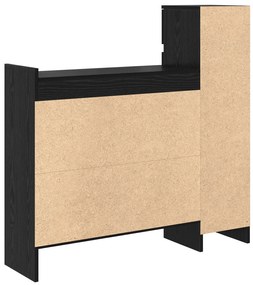 Cabine de Sapatos Carvalho Preto 100.5x28x100 cm Madeira Engenheirada