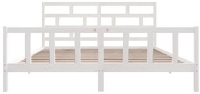 Estrutura de cama super king 180x200 cm pinho maciço branco