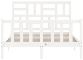 Cama sem colchão 140x200 cm madeira de pinho maciça branco
