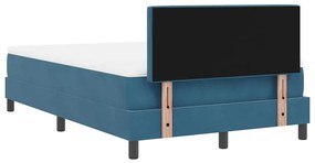 Cama Box Spring com Colchão &amp; LED Azul Escuro 120x190 cm Veludo