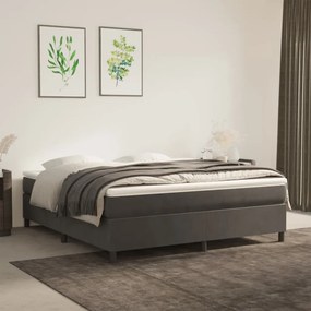Estrutura de cama com molas 160x200 cm veludo cinzento-escuro