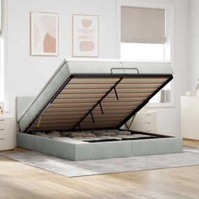 Estrutura de cama otomana com colchão 200x200 cm cinzento claro