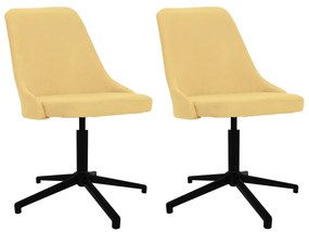 Cadeiras de jantar giratórias 2 pcs tecido amarelo