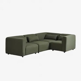 Sofá Modular De Canto Em L De 5 Peças Fogler Tecido Pele De Borrego Verde Sálvia - Sklum