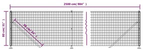 Cerca de malha de arame com flange 0,8x25 m verde