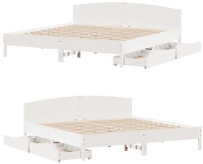 Cama sem colchão 180x200 cm madeira de pinho maciça branco