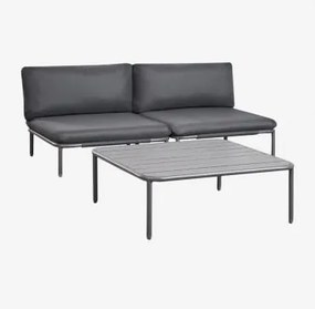 Conjunto De Jardim Com Sofá Modular De 2 Peças E Mesa De Centro Roubly Cinza Grafito - Sklum