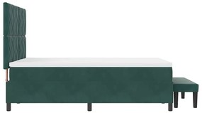 Cama Box Spring com Colchão e Banco Verde Escuro 140x200 cm Veludo