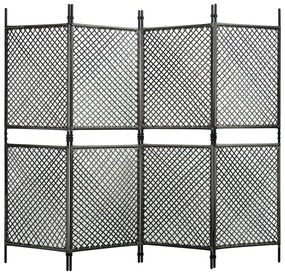 vidaXL Divisória de quarto com 4 painéis 240x200 cm vime PE antracite