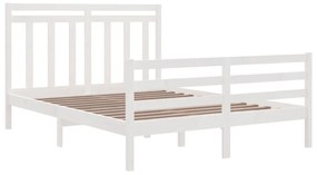Estrutura de cama king 150x200 cm madeira maciça branco