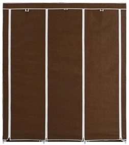 Roupeiro compartimentos e varões 150x45x175cm tecido castanho