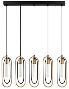 Candeeiro de Teto Cerco – Preto e Dourado – 86 x 8 cm