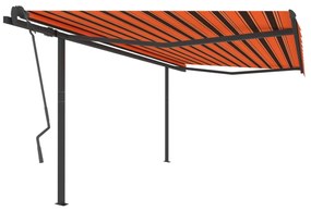 vidaXL Toldo retrátil automático com postes 4x3,5 m laranja e castanho