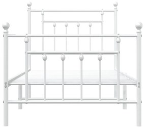 Estrutura de cama com cabeceira e pés 90x190 cm metal branco