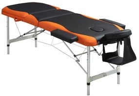 HOMCOM Marquesa de Massagem Dobrável e Portátil com Altura Ajustável e Apoio para a Cabeça 210x81x62-85 cm Laranja e Preto | Aosom Portugal