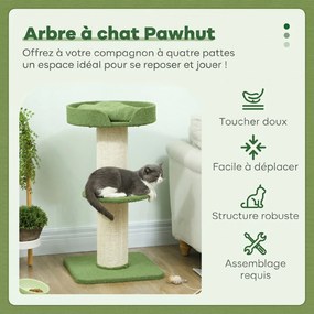 Árvore para Gatos com Arranhador, 45 x 45 x 91 cm, Postes Extragrossos, Verde