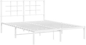 Estrutura de cama com cabeceira 140x200 cm metal branco