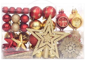 108 pcs conjunto de enfeites de Natal dourado e vermelho