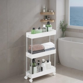 Carrinho de cozinha, casa de banho extensível 23 x (38-60) x 15,3 cm branco
