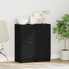 vidaXL Buffets 2 pcs em Carvalho Preto, 30x30x70 cm, Feito de Madeira Derivada