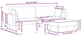 Sofá-cama de 2 lugares c/ apoio de pés tecido cinzento-escuro