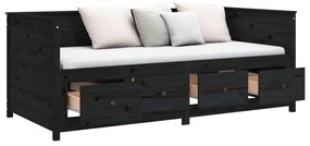 Sofá-cama 90 x 200 cm madeira de pinho maciça preto