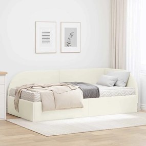 vidaXL Estrutura de Cama de Canto com Colchão 2 pcs Creme Veludo